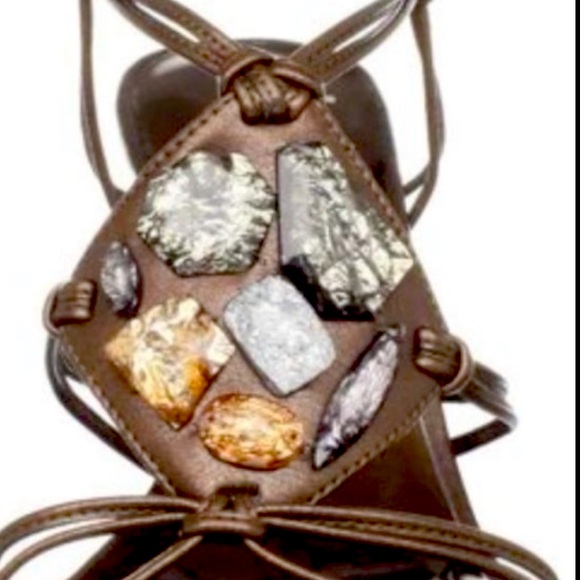 Carlos Santana "Tambien" Heeled Strappy Sandal in Bronze accented with Gems - Picture 7 of 7